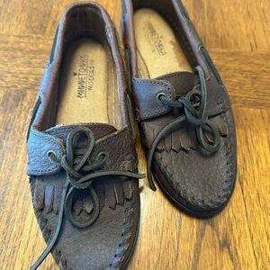 Minnetonka Dark Brown Leather Moccasins